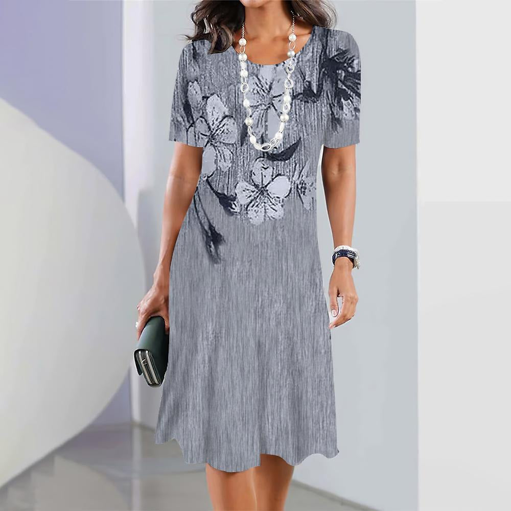 Digital Printing Fashion Casual Loose Ladies Round Dresses