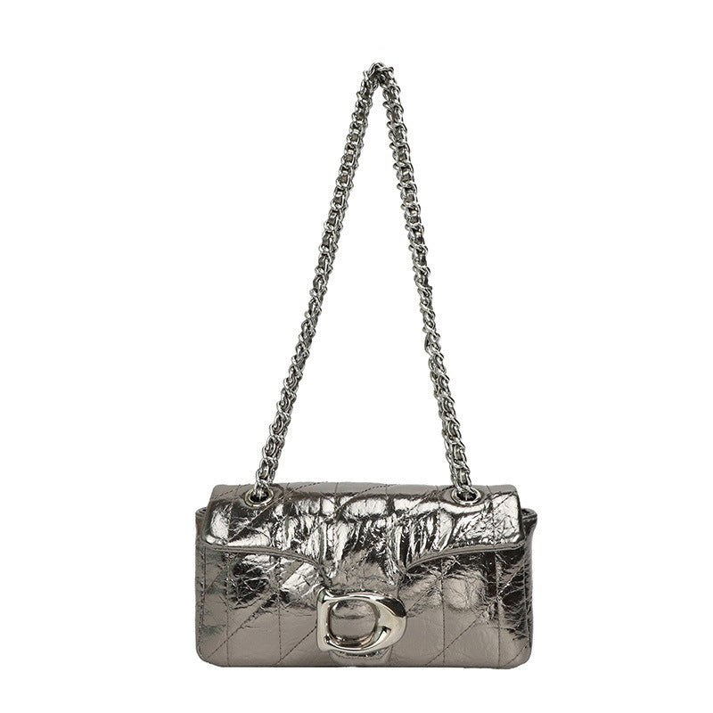 Women's Chain High-grade Classic Style Burst Leather Small Square Bags