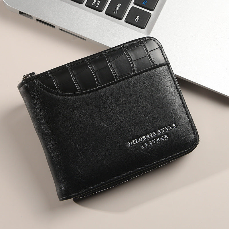 Men's Short Stitching Stone Pattern Large Capacity Zipper Bags
