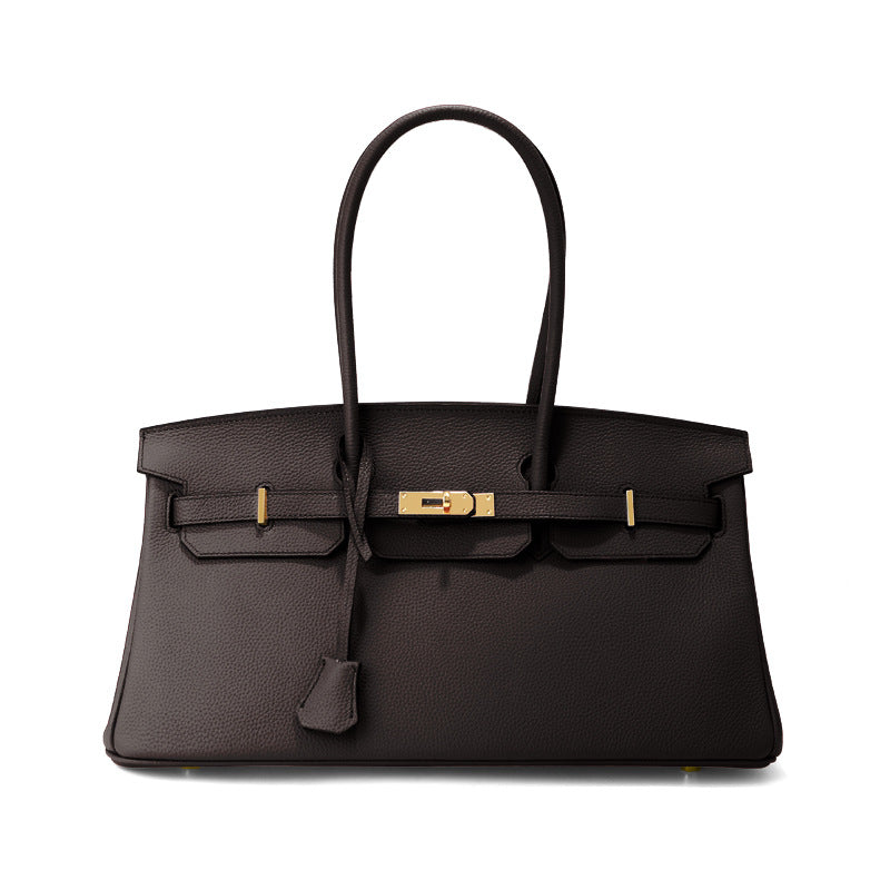 Women's Horizontal Top Layer Cowhide Leather Large Capacity Women's Handbag