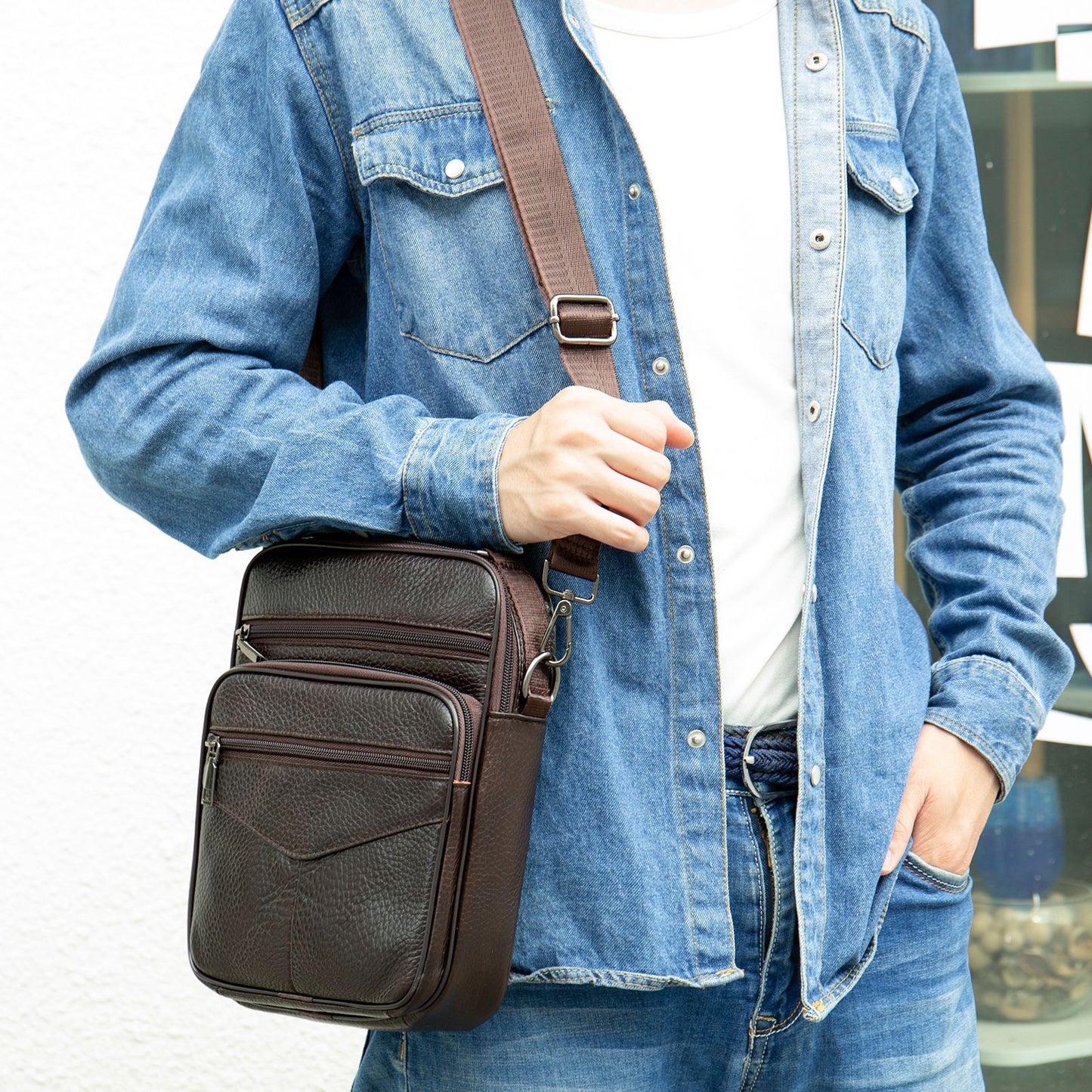 Men's Genuine Leather Retro Mobile Top Layer Bags