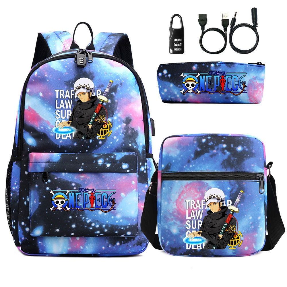 Women's & Men's & Cartoon One Piece Password Pencil Middle School Students' Schoolbags