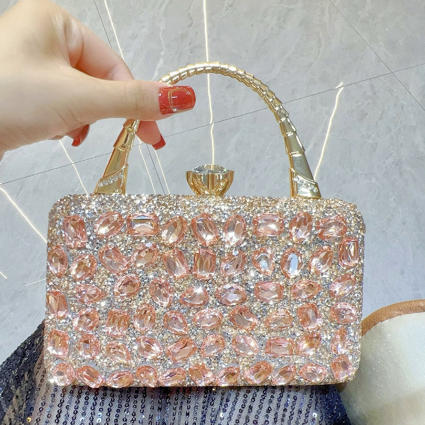 Women's Banquet Portable High-grade Full Diamond Shiny Handbags