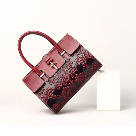 Women's Stylish Big Leather Cowhide Portable Handbags