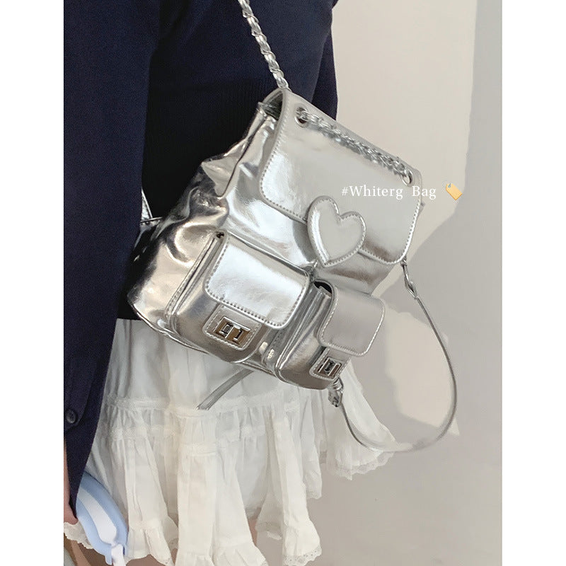 Women's Niche Texture Fashion Versatile Chain Backpacks