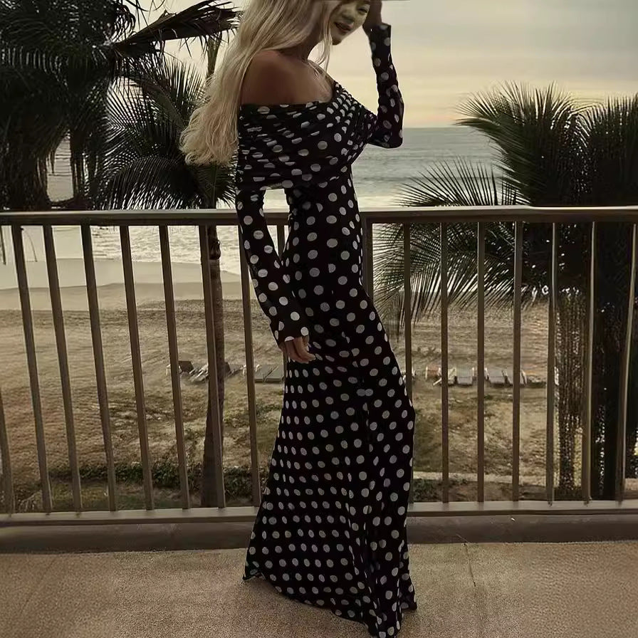 Women's Voile Polka Dot Stitching Sexy Slim Dresses