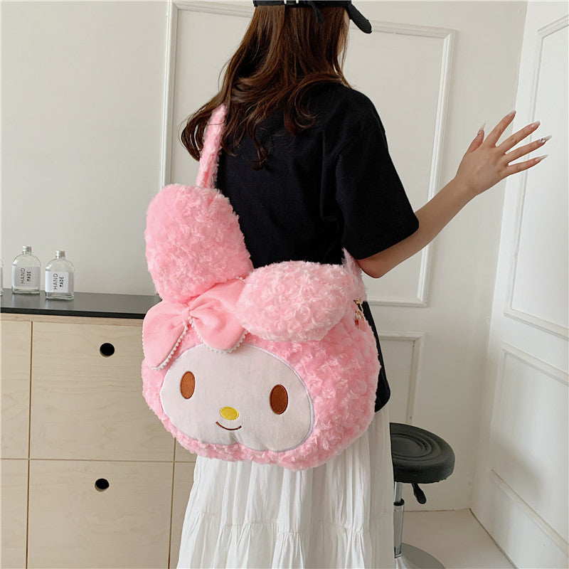 Women's Plush Kitty Big Face Cute Clow Women's Messenger Bag