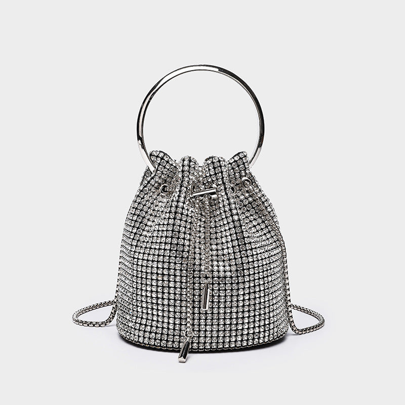 Women's Bezel Setting Brick Dinner Full Diamond Bucket Bags