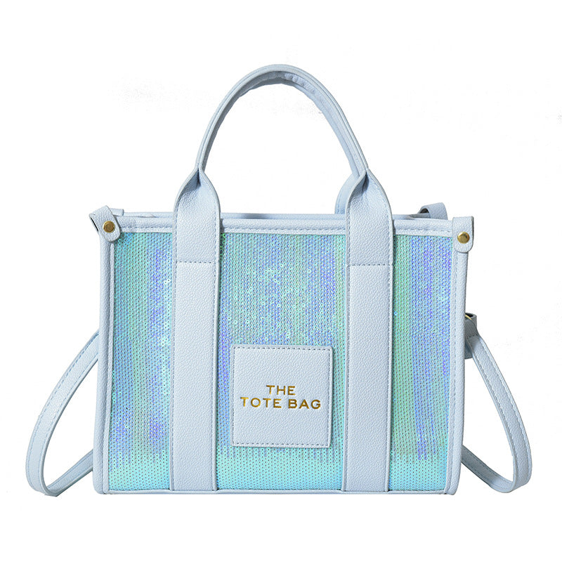 Ditch Hand-held Female Niche Sequins Contrast Tote Bags