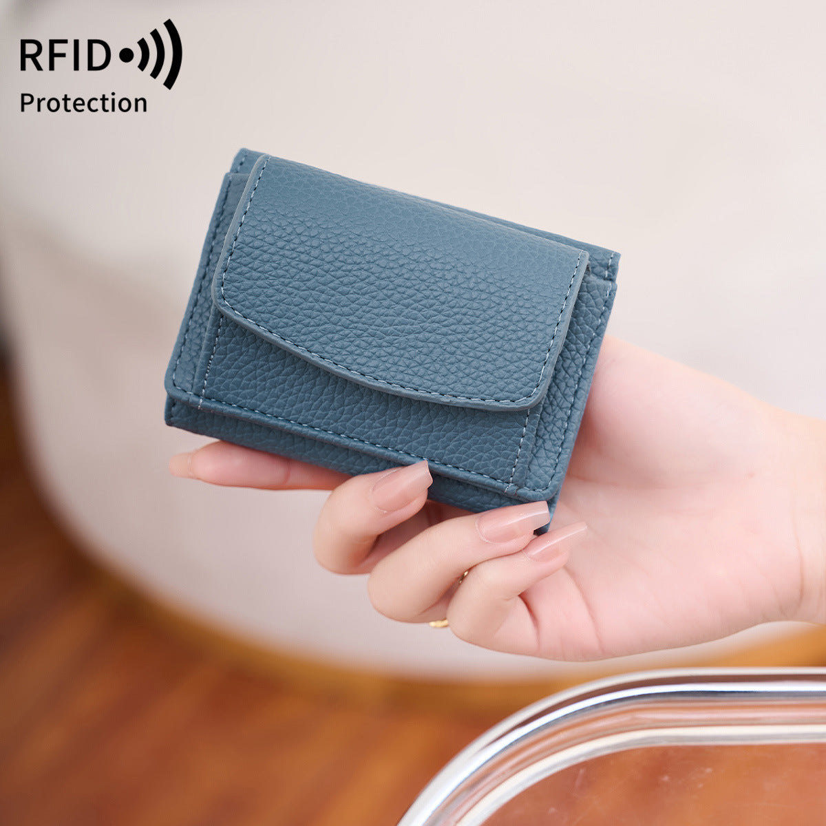 Women's Lychee Pattern Short Flip Buggy Fashion Ladies Wallet