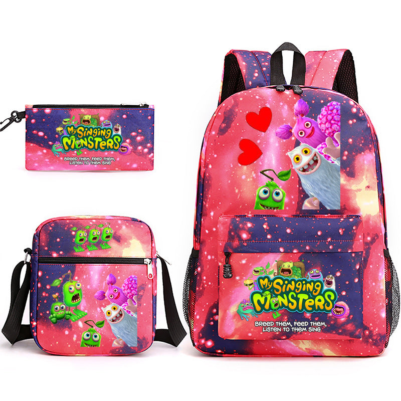 Game Monster Concert Pencil Three-piece Set Backpacks