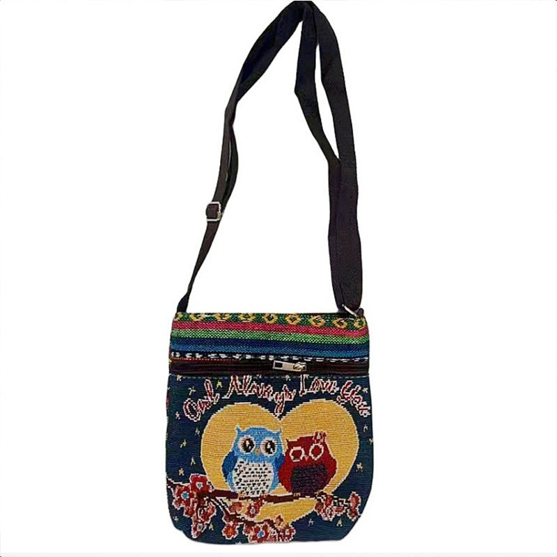 Women's Elephant Owl Shopping Canvas Trendy Women's Messenger Bag