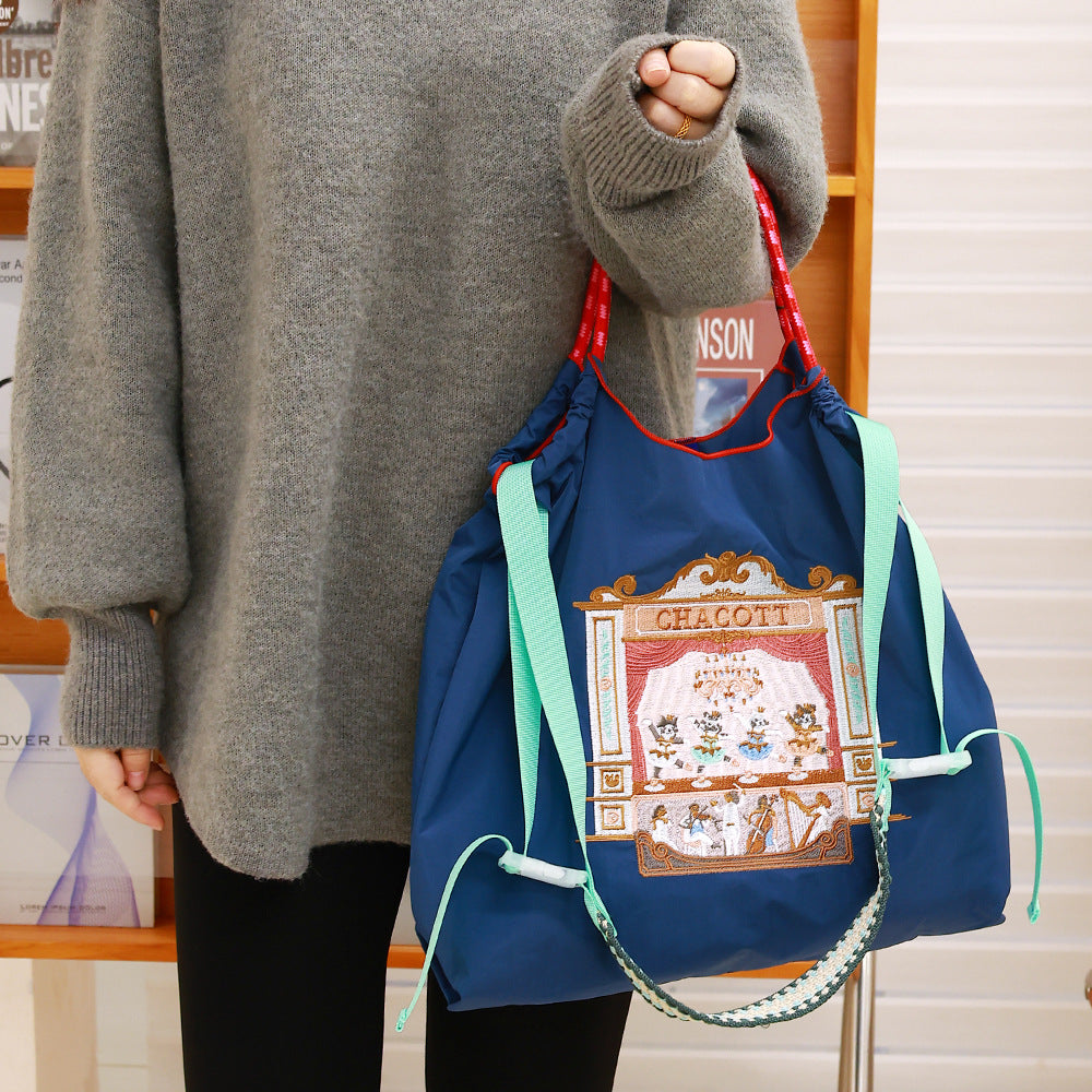 Women's Cartoon Waterproof Nylon Needle Embroidery Fashion Commuter Bags