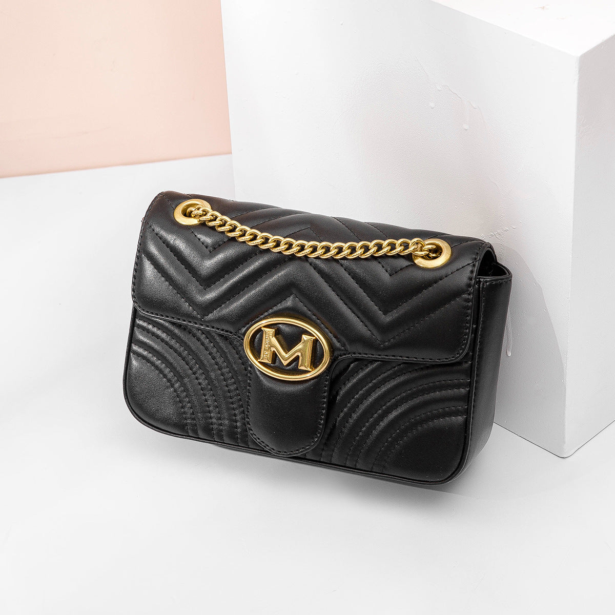 Women's Chain Fashion Water Ripple Plaid Love Shoulder Bags