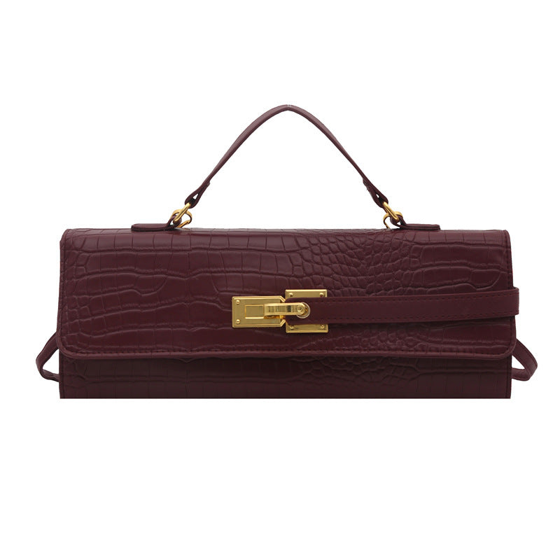 Women's Solid Color Retro Large Capacity Korean Lock
