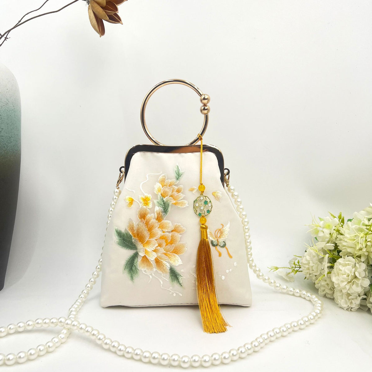 Chinese Cheongsam Brocade Finished Hand Large Women's Handbag