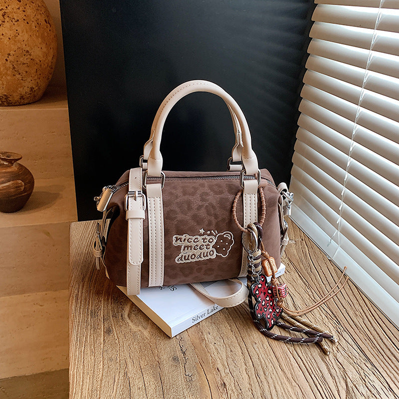 Women's Niche Fashionable Retro Portable Boston Shoulder Bags
