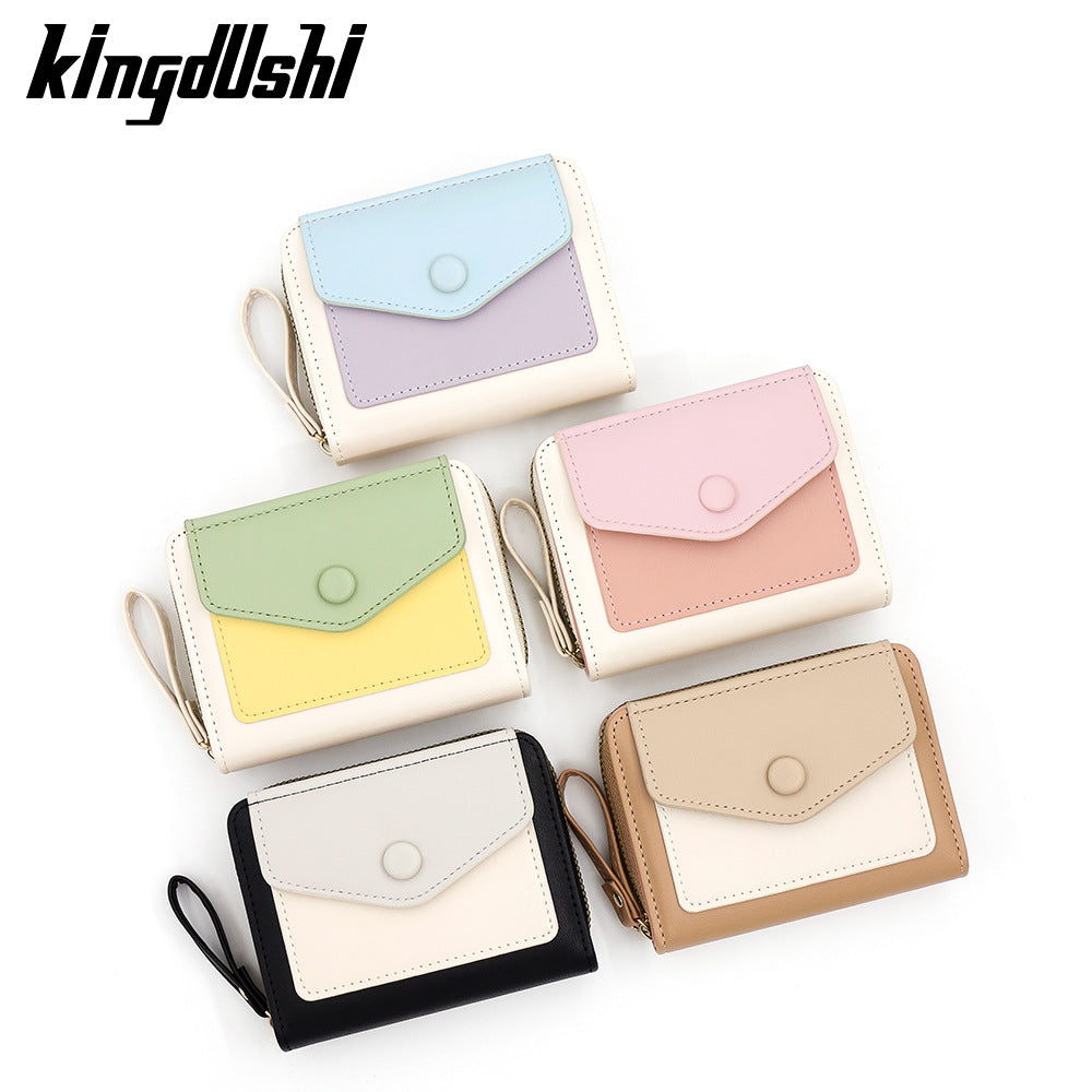 Women's Fresh Simple Contrast Color Expanding Macaron Clutch Ladies Wallet