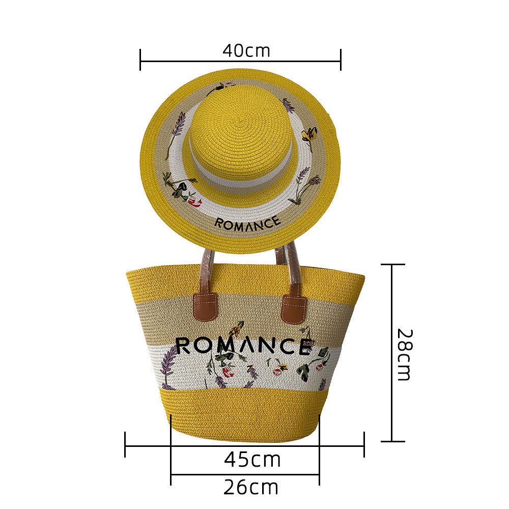Women's Straw Woven Hat Fashion Yellow Suit Men's Handbags