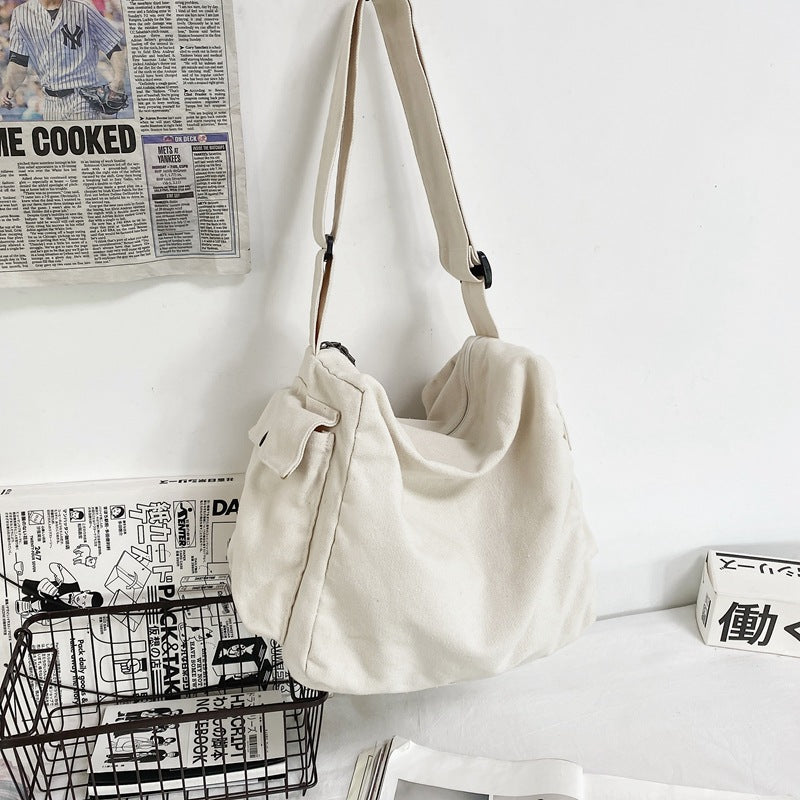 Style Canvas Korean Literary Male Solid Women's Messenger Bag
