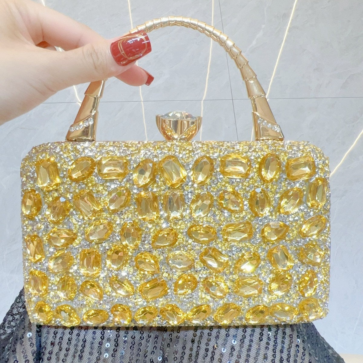 Women's Banquet Portable High-grade Full Diamond Shiny Handbags