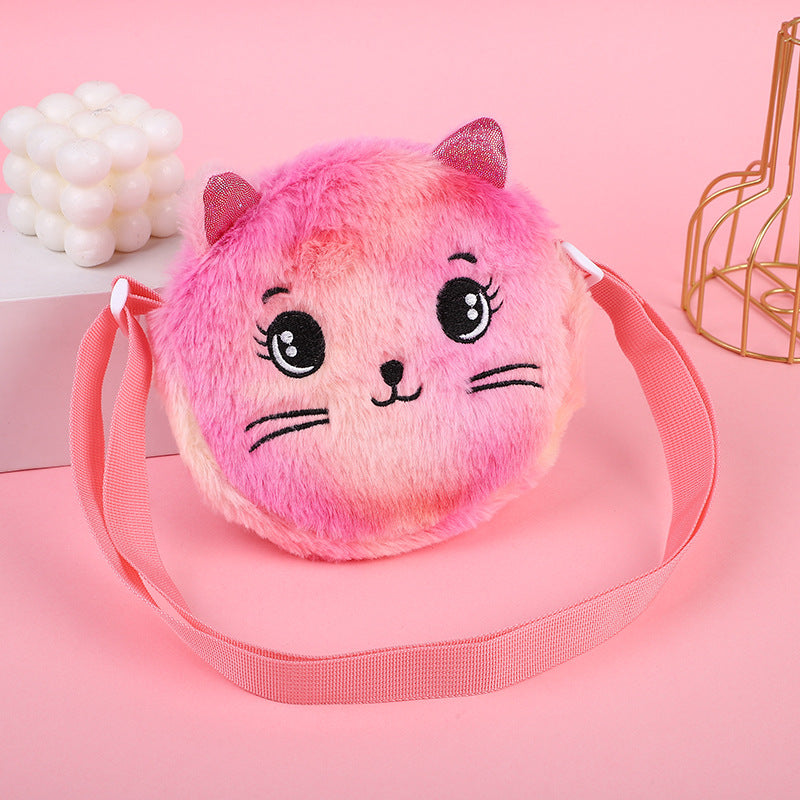 Women's & Men's Korean Cartoon Cute Plush Cat Storage Women's Messenger Bag