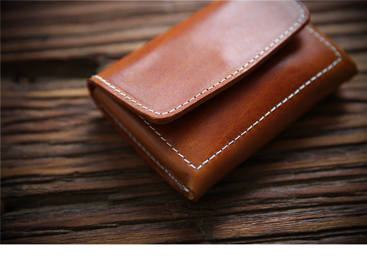 Women's & Men's Handmade Retro Short And Genuine Cattlehide Leather Men's Wallets