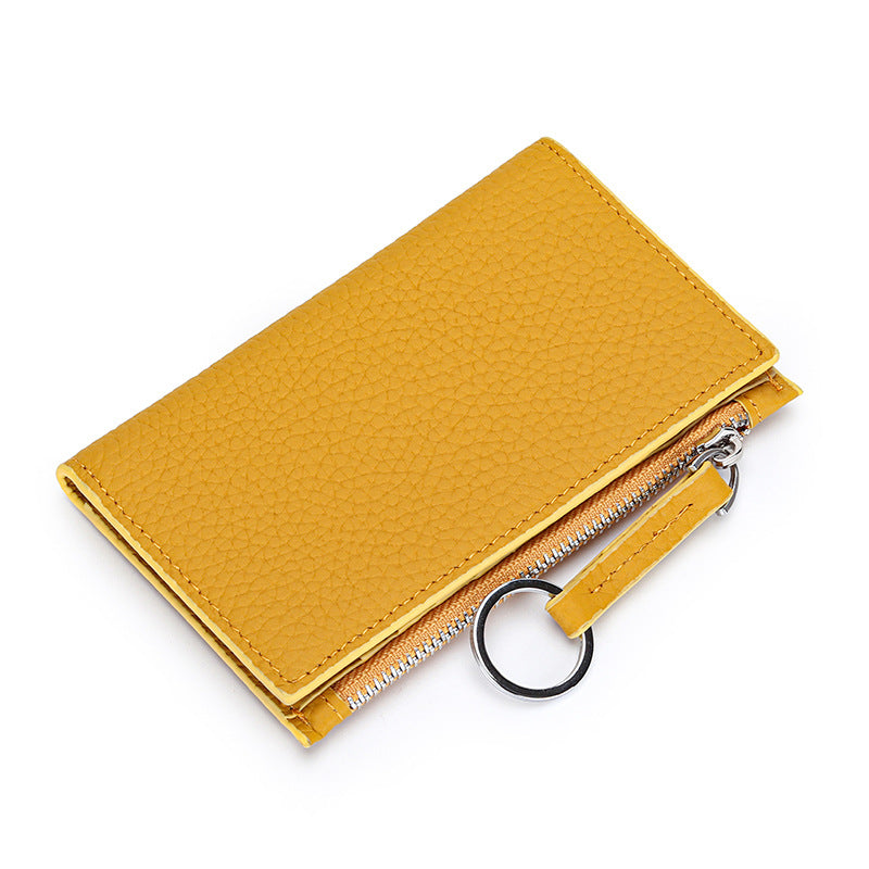 Women's Pure Cowhide Short Versatile Multiple Slots Coin Purses