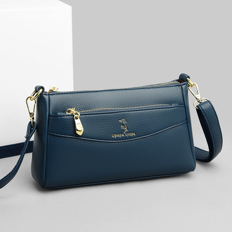 Women's Solid Color Soft Leather Mom Simple Women's Messenger Bag