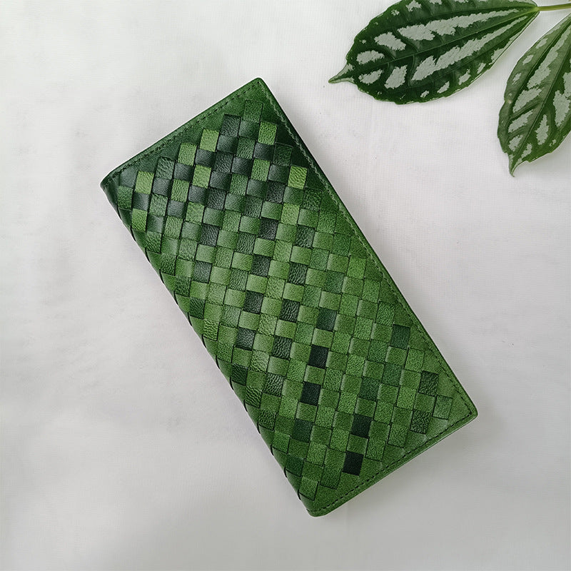 Women's & Men's & Leather Hand-woven Long Sheepskin Lightweight Men's Wallets