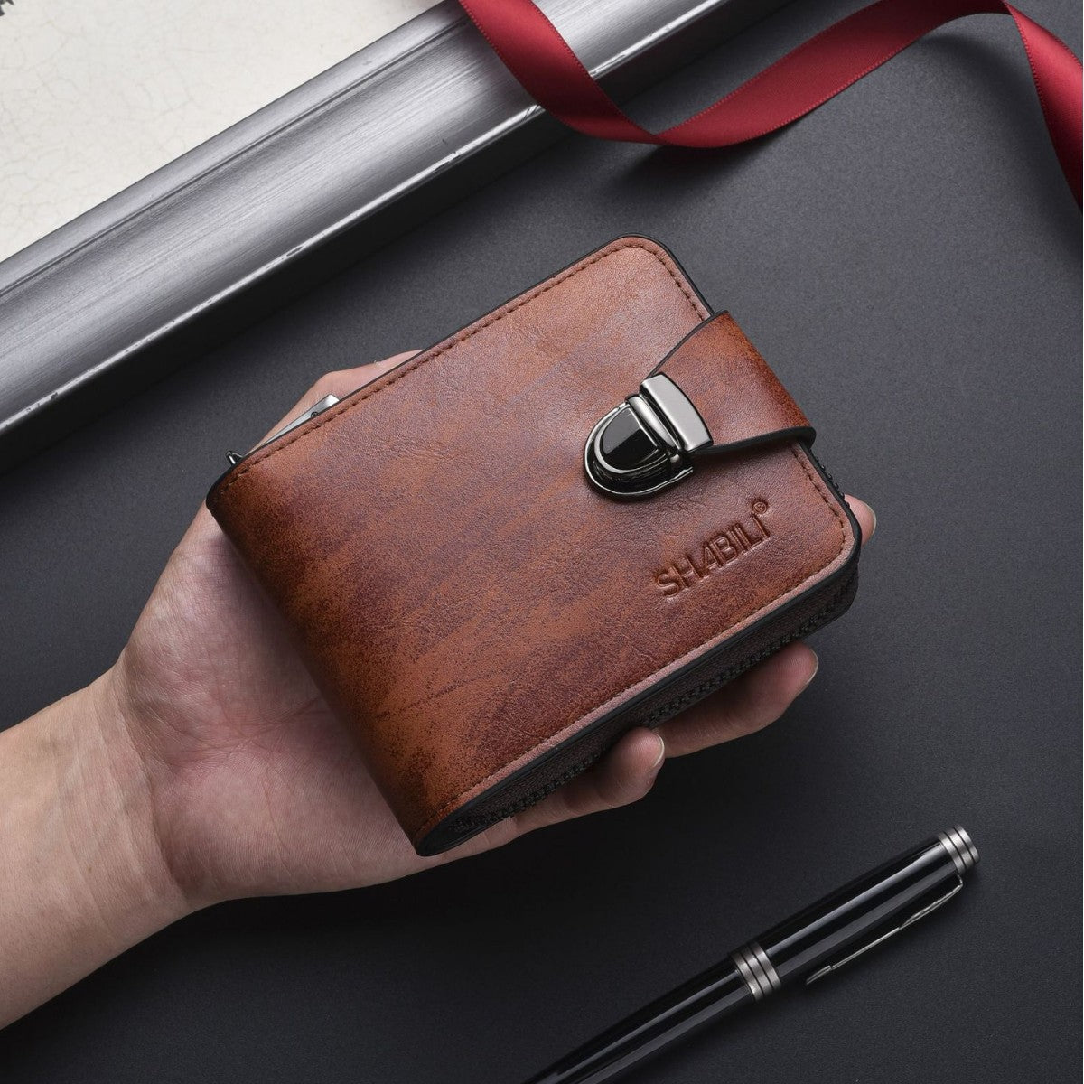 Fashion Men's Vintage Zipper Multiple Slots Coin Purses