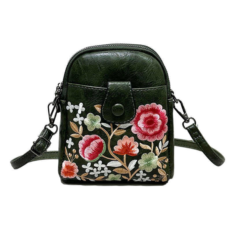 Women's Fashion Female Embroidered Flower Mobile For Bags