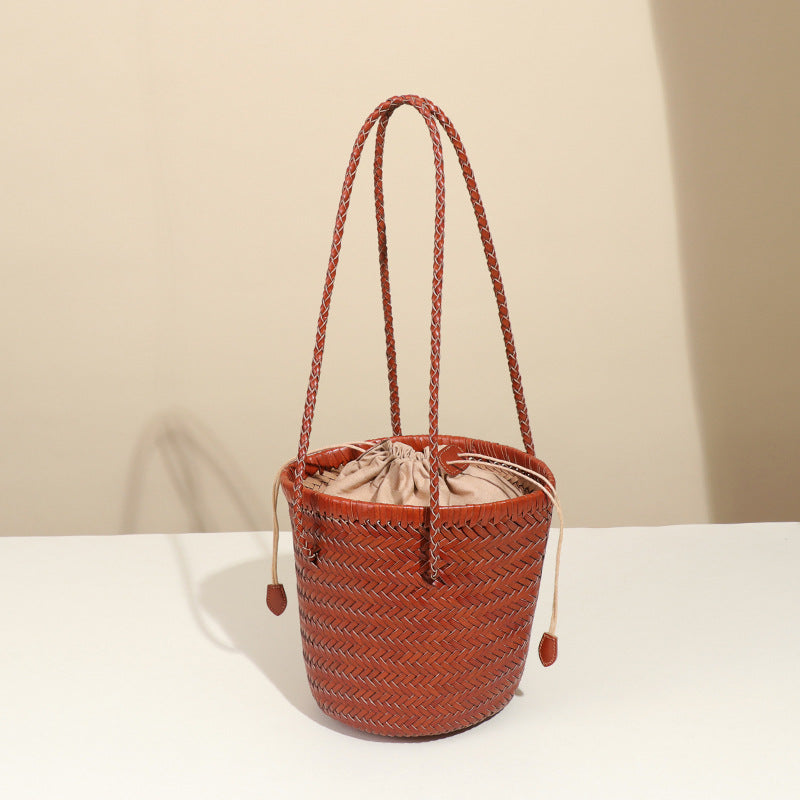 Women's Leather First Layer Cowhide Vegetable Basket Bags