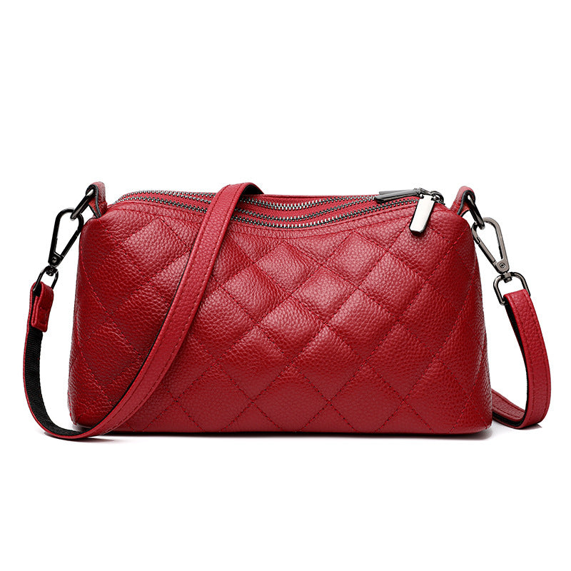 Women's Genuine Leather Rhombus Simple Soft Solid Shoulder Bags