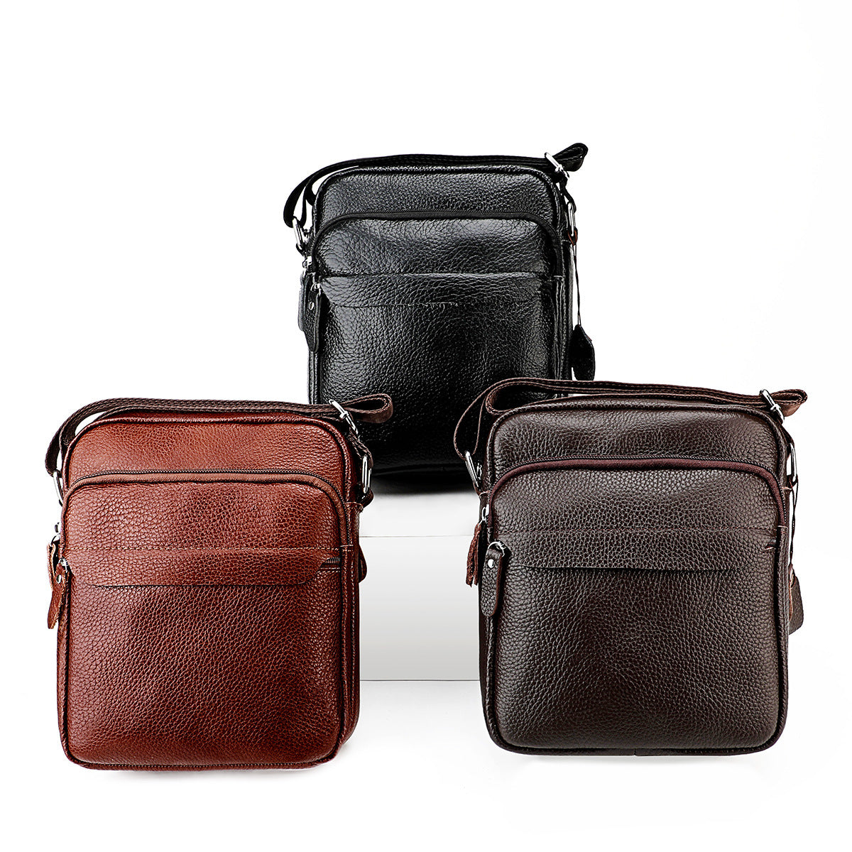 Men's Layer Cowhide Leather Daily Simple Trendy Lightweight Men's Messenger Bags