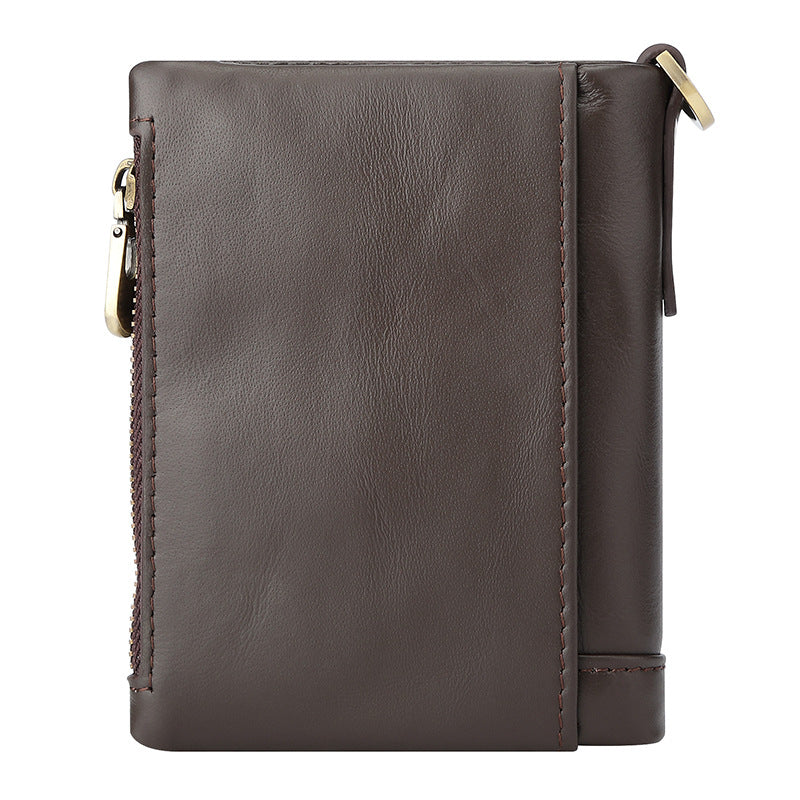 Men's Top Layer Oil Wax Cowhide Double Men's Wallets
