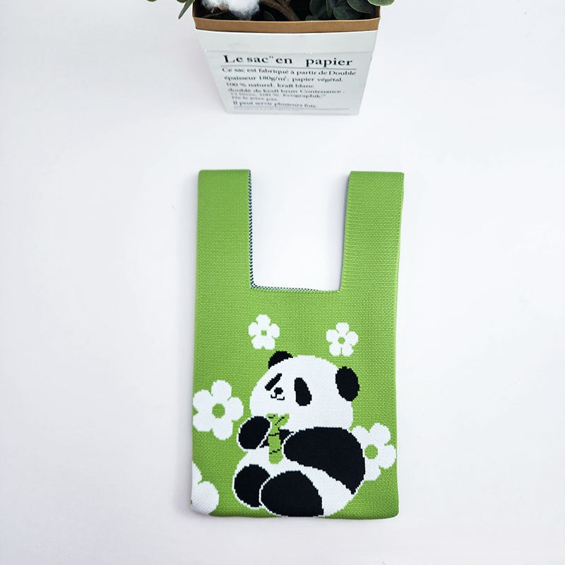 National Fashion Giant Panda Knitted Niche Gift Hand Cute Wild Women's Handbag