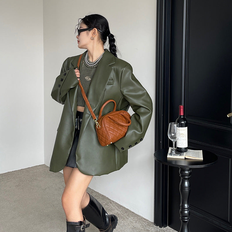 Women's Ge Retro Textured Embroidered Plaid Soft Shoulder Bags