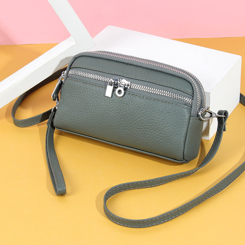 Cowhide Large Capacity Wrist Strap High Crossbody Bags