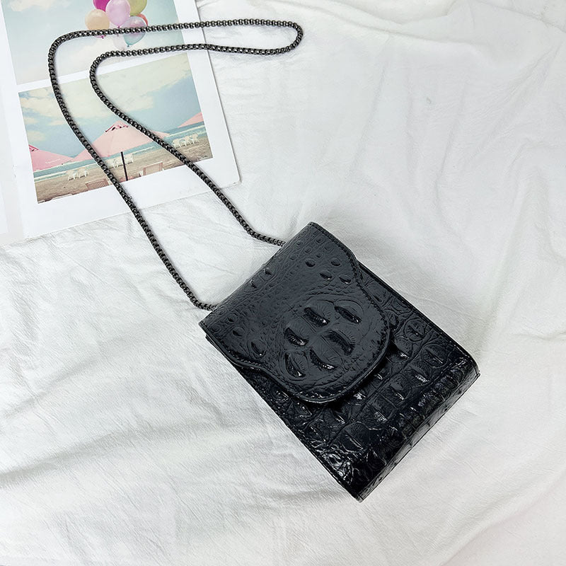 Women's Crocodile Pattern Mobile Mini Chain High Sense Bags