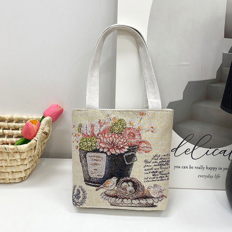 Women's Ethnic Style Elephant Embroidery Woven Flower One Women's Shoulder Bag