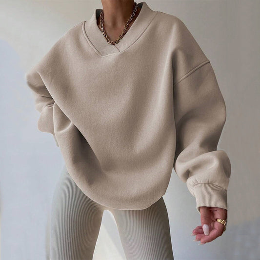 Women's Color Long Sleeve Crew Neck Loose Sweaters