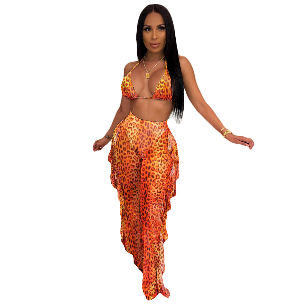 Women's Summer Hollow Bikini Flounced Two-piece Set Suits