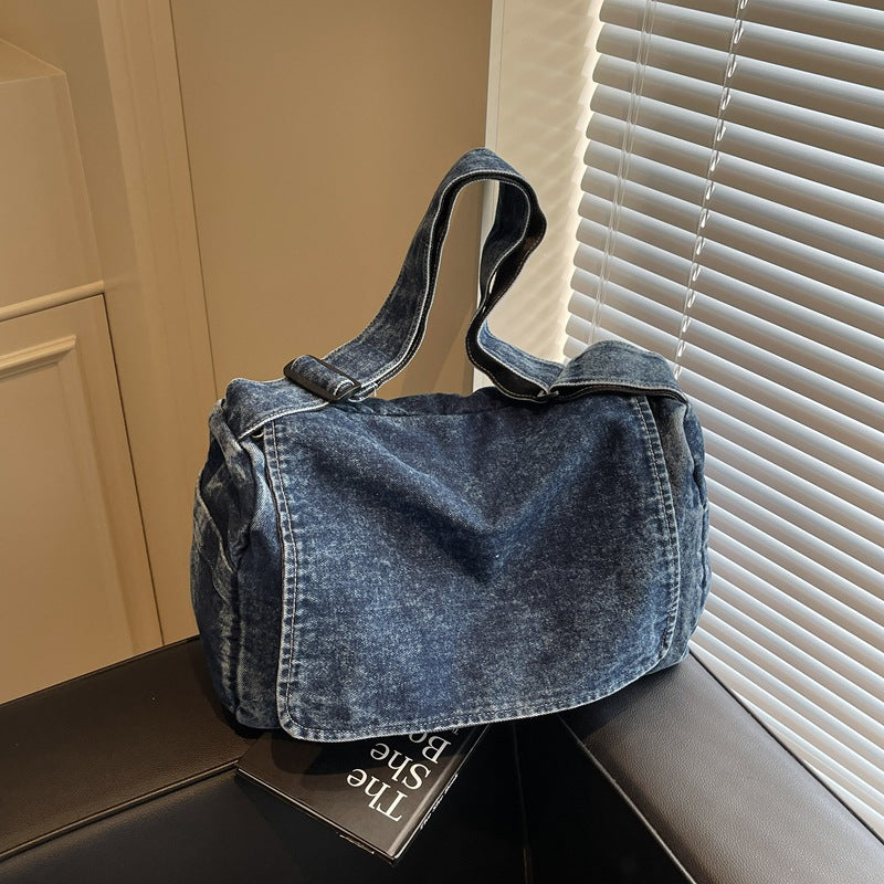 Style Washed Denim Female Idle Large Bags