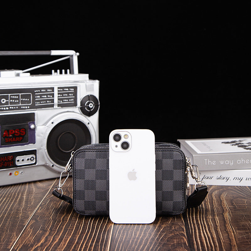 Men's Check Pattern Street Trendy Korean Style Men's Messenger Bags