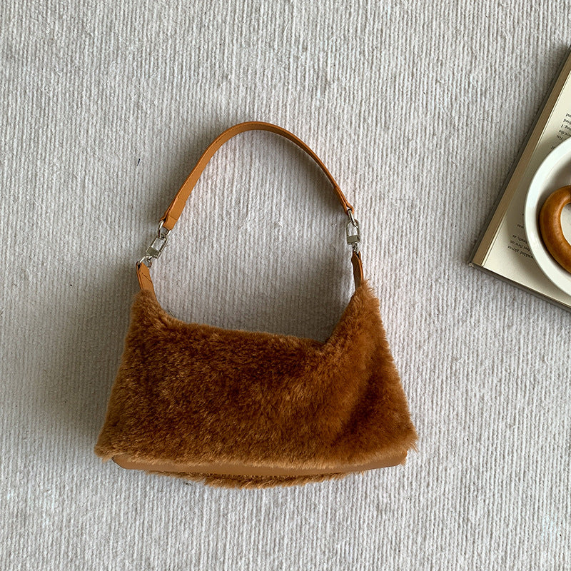 Women's Furry High Sense Underarm Fashion Plush Portable Shoulder Bags