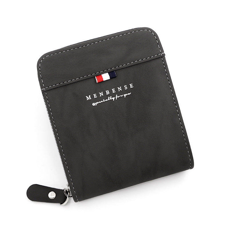 Men's Large Capacity Zipper Frosted Short Scarf Men's Wallet