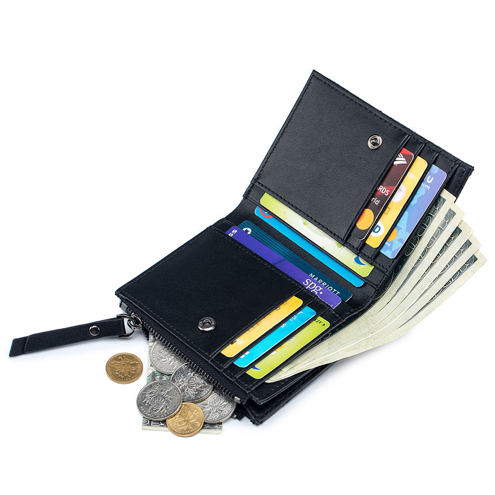 Women's Embroidered Folding Short Sheepskin Large Capacity Ladies Wallets