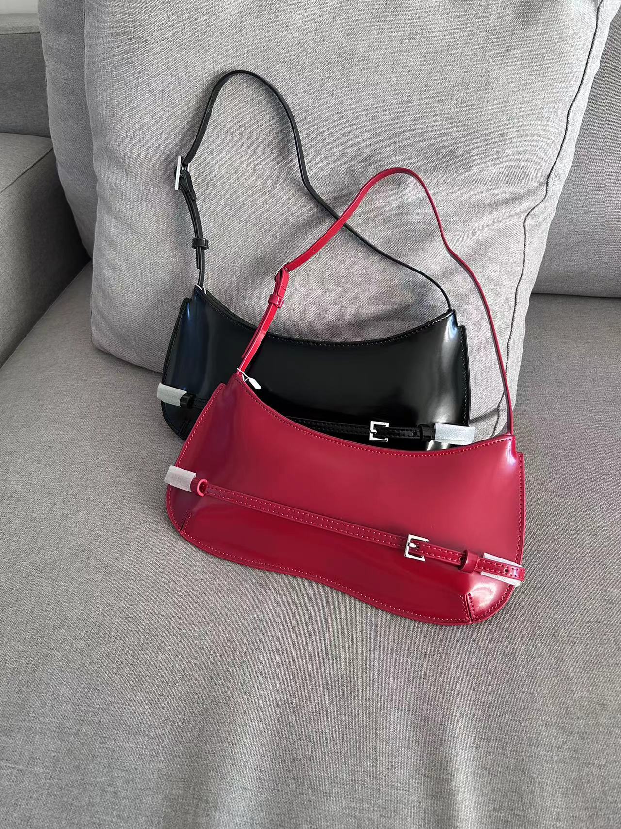 Design Cowhide Red Baguette Genuine Leather Handbags