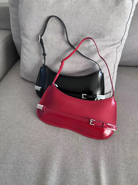 Design Cowhide Red Baguette Genuine Leather Handbags